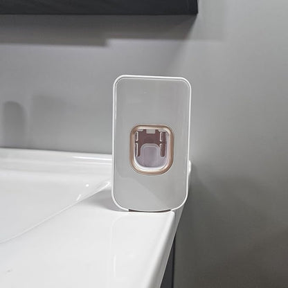2 Slot Toothbrush Holder and Toothpaste Dispenser Wall Mounted, Automatic Toothpaste Squeezer, 2 in 1 Tooth Brush Toothpaste Organizer for Shower (Light Grey)