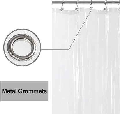 Barossa Design Plastic Shower Curtain Liner 69" x 70" with 6 Magnets - Waterproof PEVA Shower Liner for Standard Size Bathroom, PVC Free, Metal Grommets - Clear, 69X70