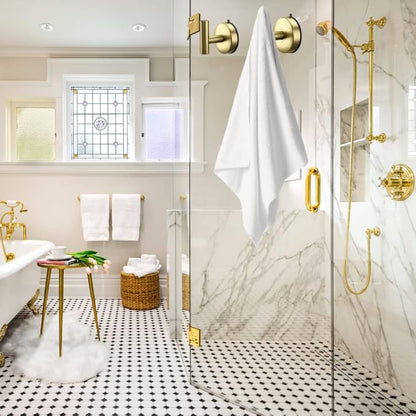 DGYB Large Suction Hooks for Bathrooms - Gold Towel Hooks Stainless Steel - 15 Lb Capacity - Removable, Heavy Duty