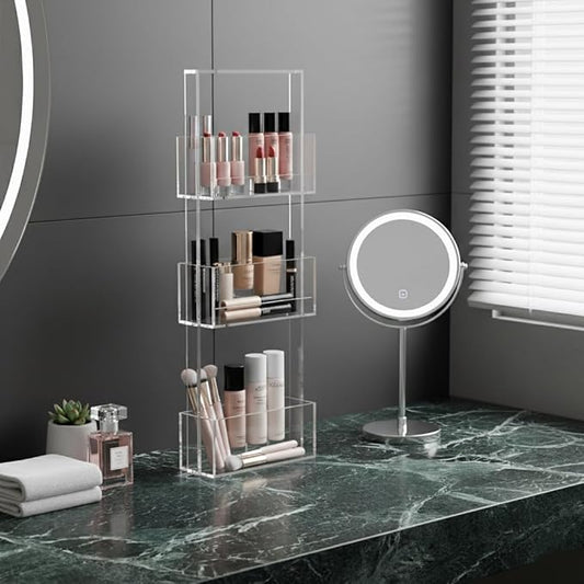 ONELUX 3-Tier Shower Organizer Stand,Acrylic Standing Shower Caddy,Bathroom Corner Shower Caddy (8206)