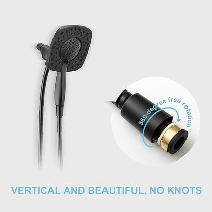 OFFO Shower Hose, 48 in Kink Free Stainless Steel Shower Hose Attachment Electroplating Handheld Shower Head Hose Flex Hoses Extension with Brass Insert & Nut for Pet Bathing Cleaning, Matte Black