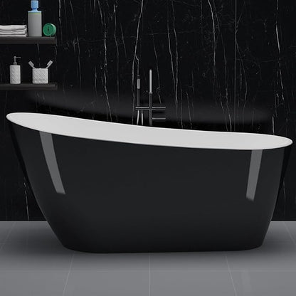 ‎59 Inch Acrylic Freestanding Bathtub, Bathtub with Matte Drain and Overflow, Modern Square Tub with Deep Ergonomic Design and Double-Walled Insulation, Double-Walled Insulation, cUPC Certified