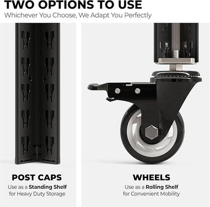 HOMEDANT House 5-Tier Metal Rolling Cart Shelf Rack Casters Heavy Duty Laminated Wheel Shelving Unit Adjustable Utility Storage Shelves Organizer Shelf Kitchen Garage (2, (L) 48.1" W, Black)