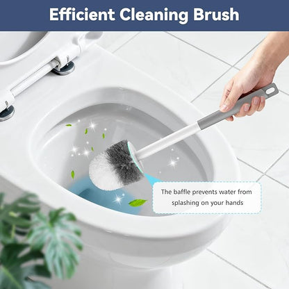 Toilet Brush, 3 Pack Toilet Brush and Holder Set with Nylon Bristles Toilet Bowl Brush Compact Hidden Scrubber Brushes for Bathroom Deep Cleaning, Grey & White