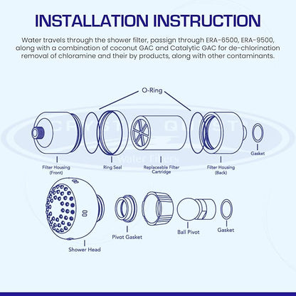 Crystal Quest Shower Filter without Shower Head - White - Advanced Multi Stage Filtration for Cleaner Water - Removes Chlorine, Heavy Metals - Promotes Healthier Skin, Softer Hair - Long-Lasting