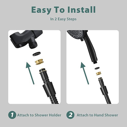 Shower Hose Replacement For Cleaning 304 Stainless Steel Shower Head Hoses 59 Inches High Pressure Bidet Hose Flexible Rose Gold Extension Showerhead Hoses Extra Long (Black, 58 In)