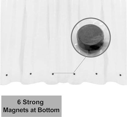 Barossa Design Short Shower Curtain or Liner with 6 Weighted Magnets, 72 x 66 inch Length, Heavy Duty PEVA, Waterproof, PVC Free, 12 Metal Grommets, Clear, 72x66