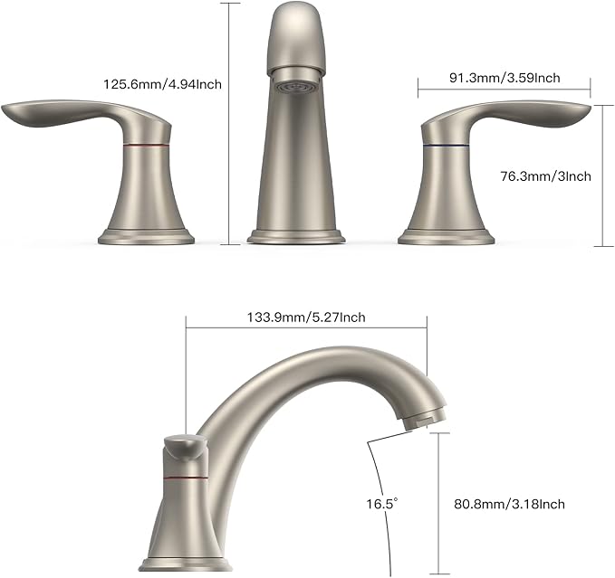 Bathroom Sink Faucet, Faucet for Bathroom Sink, Widespread Brushed Nickel Bathroom Faucet 3 Hole with Stainless Steel Pop Up Drain and cUPC Lead-Free Hose - (Brushed Nickel 2 Packs)