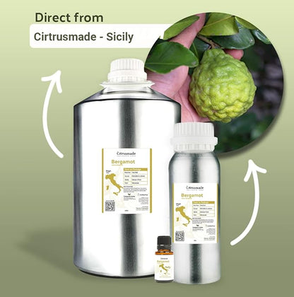 Bergamot Essential Oil - Direct from Citrusmade in Sicily- Pure Essential Oil for Diffusers and Aromatherapy | 100% Pure Therapeutic Grade (15ml)