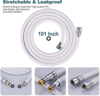 Aleasha Shower Hose, 101 Inches Extra Long Shower Head Hose Extension for Bathing Toilet Cleaning Dogs Bathroom Bathing White Handheld Shower
