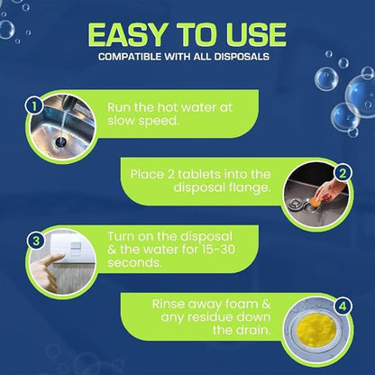 True Fresh Garbage Disposal Cleaner – 24-Pack Foaming Sink and Drain Deodorizer Tablets, Powerful Cleaning Solution for Odor Removal and Maintenance – Works with All Disposals