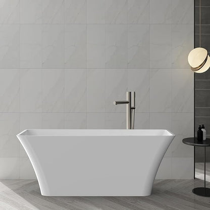 59 Inch Freestanding Acrylic Bathtub, Modern Soaking Tub with Chrome Overflow & Drain, CUPC Certified, Deep Soaking Design for Luxurious Spa Experience, Contemporary Bathroom Centerpiece