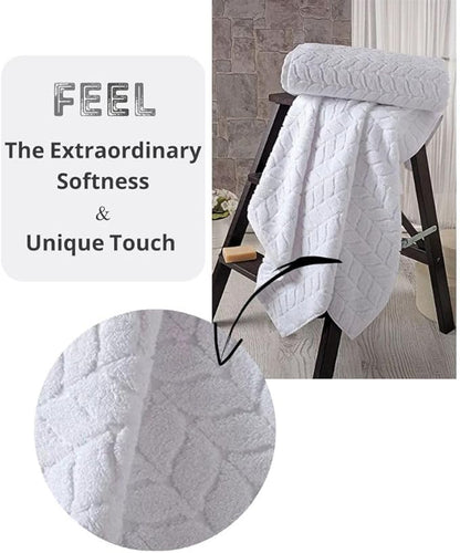BAGNO MILANO Turkish Bath Towels, Soft Plush Jacquard Luxury Bath Towels, Quick Dry Towel Set (Cream, 3 pcs Towel Set)
