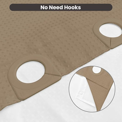 Inhousolu No Hook Waffle Weave Shower Curtain with Removable Snap in Fabric Liner Set for Bathroom, 230 GSM Heavy Duty Weighted Hem, Water Repellent Washable Bath Curtains, 72 x 84 Inch, Beige