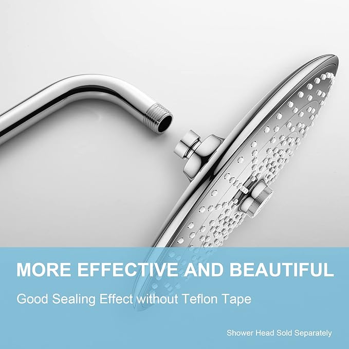 OFFO Shower Arm with Flange, 24 in Wall Mount Replacement Angle Shower Head Arm Wall-Mounted For Fixed Shower Head & Handheld Showerhead, Chrome
