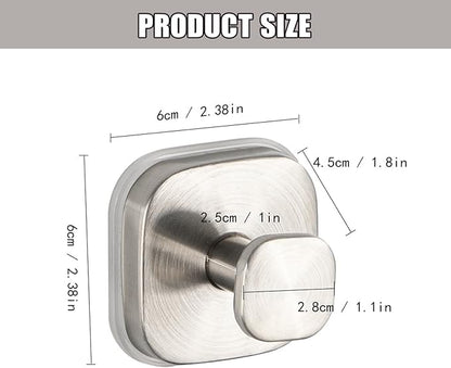 4Pcs Square Suction Cup Hook, 304 Stainless Steel Shower Hook, Removable Suction Cup Knob for Shower, Bathroom, Kitchen, Glass Door, Mirror (Silver)