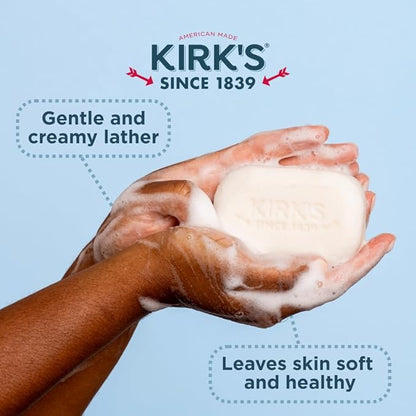 Kirk's Castile Bar Soap for Men, Women & Children - Made With Premium Coconut Oil, Sensitive Skin Formula, Vegan, Non GMO, Original Fresh Scent, 4 oz. Bars, 6 Pack