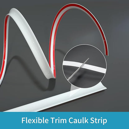Flexible Trim Caulk Strip Wall Moulding Trim, 1/2 in x10 Ft Peel and Stick Trim for Wall Corner Deco, Ceiling, Backsplash Tile Edge, Countertops, Baseboard, Floor(White)