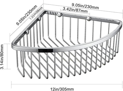 Corner Shower Caddy Organizer, SUS304 Stainless Steel Heavy Duty Rust-Proof Shelf Organizer, Wall Mounted Storage Rack for Bathroom, Brushed Chrome
