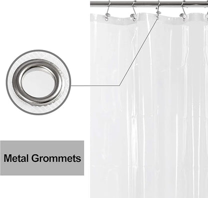 Barossa Design Extra-Long Shower Curtain with 84 inches Height (72x84),PEVA - Waterproof,Eco-Friendly, Non-Toxic, Odorless, PVC Free, Metal Grommets (Clear)