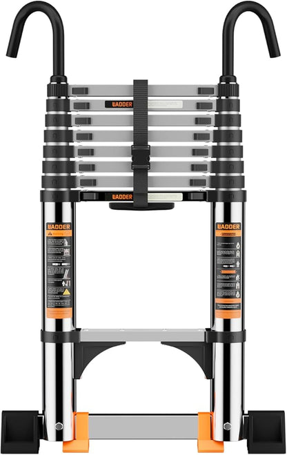 Telescoping Ladder,with Stable Hook and stabilizer barand,10.5 FT Extension Ladder, Heavy Duty 330lbs Max Capacity, Multi-Purpose Collapsible Ladder for RV or Outdoor Work (3.2M/10.5FT)