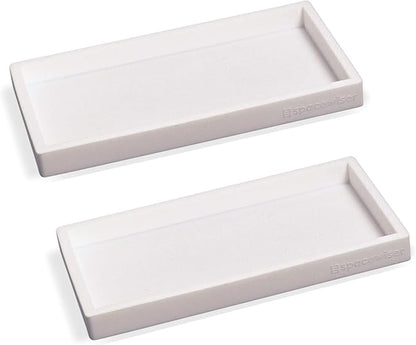 Countertop and Vanity Tray - 2 PC Small 7.7" Silicone Bathroom Trays, Kitchen Soap Tray, Dish Sponge Soap Holder Kitchen Sink Organizer Caddy, Bathroom Counter Trays for Lotion Dispenser