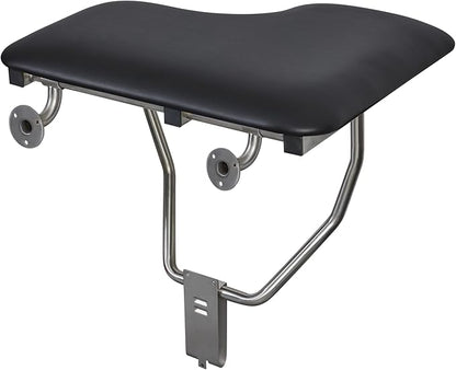 26" x 22.5" Black Padded Cushion Wall Mount Folding Right-Handed Transfer Bench Shower Seat, ADA Compliant