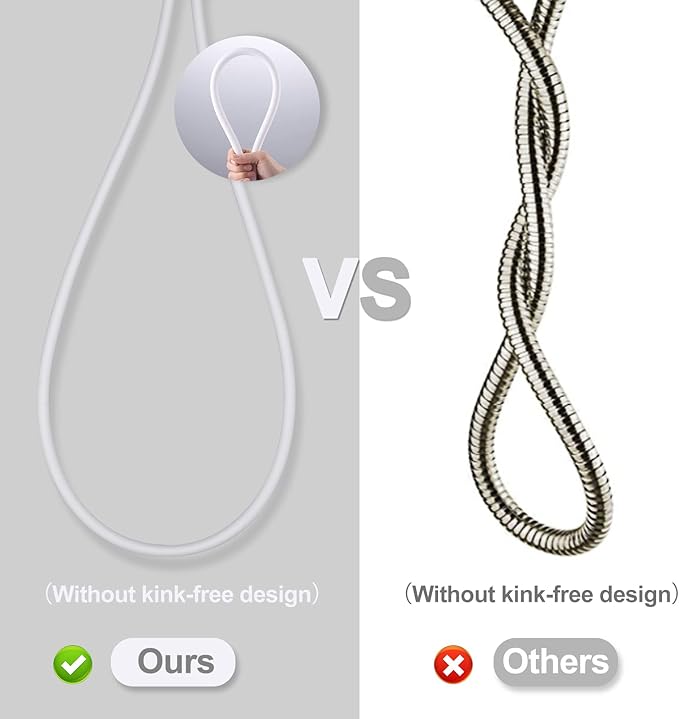 Aleasha Shower Hose, 120 Inches Extra Long Shower Head Hose Extension for Bathing Toilet Cleaning Dogs Bathroom Bathing White Handheld Shower Hose