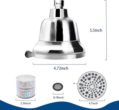 Filtered Shower Head, Water Softener Shower Head with Filter for Hard Water | High Pressure Filtered Head for Healthier Hair Skin Reduce Hair Shedding, Protect Colored Hair, Soothe Dry Skin