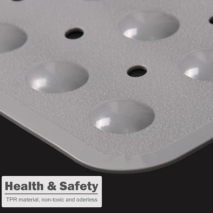 Mrcrypos Corner Shower Mats 31 x 31 Inches Bath Mat with Suction Cups and Drain Holes, Quick Dry Anti Slip Bathmat Machine Washable Shower Stall Mats for Bathroom, Gray