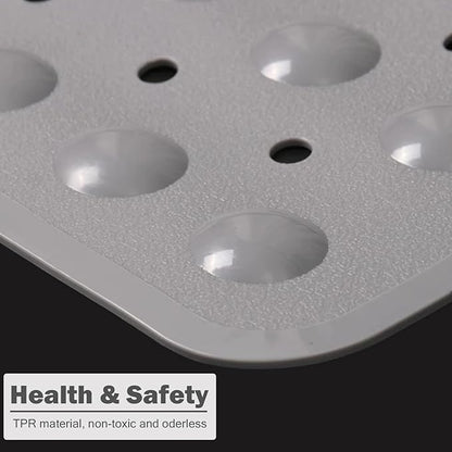 Mrcrypos Corner Shower Mats 31 x 31 Inches Bath Mat with Suction Cups and Drain Holes, Quick Dry Anti Slip Bathmat Machine Washable Shower Stall Mats for Bathroom, Gray