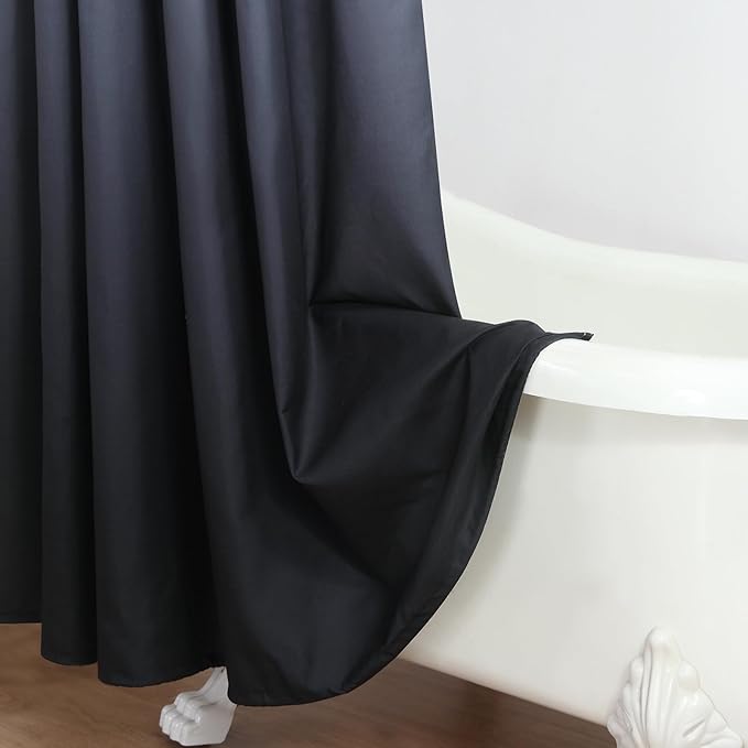 Extra Long Fabric Shower Curtain, Black and Grey Ombre Shower Curtains for Bathroom, Modern Waterproof Bathroom Curtains, 72" W x 84" H