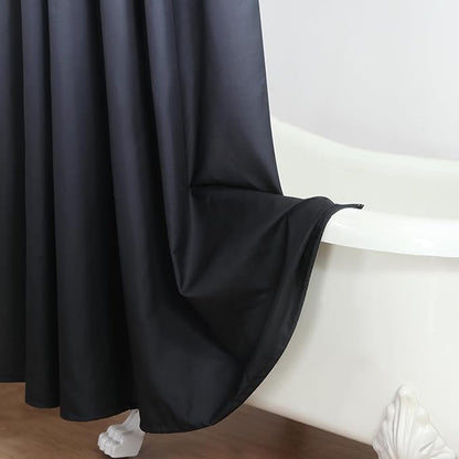 90 Inch Fabric Shower Curtain, Extra Long Black and Grey Ombre Shower Curtains for Bathroom, 72" W x 90" H
