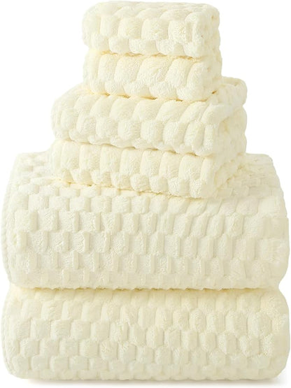 REDKISS Cream Extra Large Bath Towels Set of 6-35"x70" Oversized Bath Sheets for Adults, Microfibers Bathroom Towel Sets XL, Highly Absorbent Luxury Shower Towel for for Bathroom Spa Gym Hotel Yoga