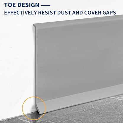 Flexible Baseboard Molding Trim 4 Inch Self-Adhesive Vinyl Wall Base Peel and Stick Cove Base Rubber Wall Baseboard Moulding Trim (40Ft, Gray)