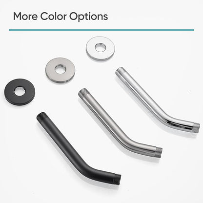 Cobbe Shower Arm with Flange and Teflon Tape, 8-Inches Wall Mounted Shower Pipe Arm Extension for Fixed Shower Head, Matte Black