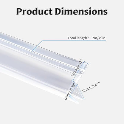 Shower Door Side Seal Strip,79 Inch F-Type Frameless Shower Door Seal, F-Type Shower Door Sweep for 3/8"(10mm) Thick Glass