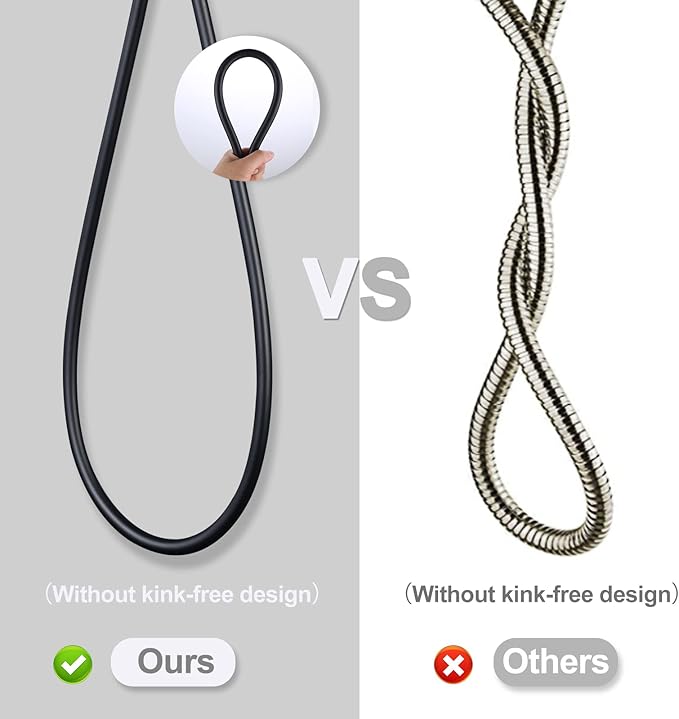 Aleasha Shower Hose, 79 Inches Extra Long Shower Head Hose Extension for Bathing Toilet Cleaning Dogs Bathroom Bathing Matte Black Handheld Shower Hose