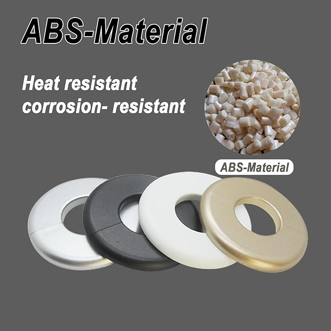1 Piece Wall Split Flange, Self-Adhesive Escutcheon Plate for 28mm/1.1" Dia Pipe, ABS Round Plumbing Cover Plates for Bathroom Kitchen Toilet Faucet, Gold