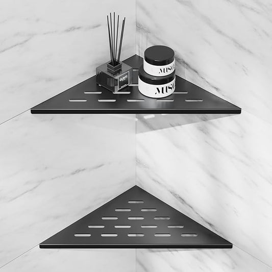 lives Corner Shower Shelves 2 Pack, 10" Black Corner Shelf for Bathroom, 304 Stainless Steel Grout in Bathroom Shower Shelf for Tiled Wall, Waterproof, Easy Install (Matte Black,10")