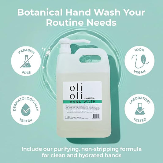 OLIOLI Botanical Hand Wash 128oz Refill | Gentle, pH-Balanced Liquid Hand Soap with Aloe | Hydrating Cleanser for Soft, Refreshed Skin | Coastal-Inspired Luxury Hand Wash for Daily Use