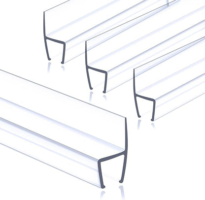 1/2" (12mm) Frameless Shower Door Seal – H-Type 22.5" (57.2cm) Ultra-Clear Bottom & Side Drip Rail Strips, 4-Pack for Leak Protection, Water Control & Easy DIY Install