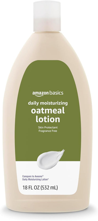 Amazon Basics Daily Oatmeal Body Lotion and Skin Protectant Moisturizer, Fragrance Free, 18 Fl Oz (Pack of 1) (Previously Solimo)