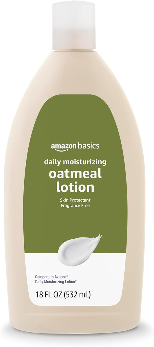 Amazon Basics Daily Oatmeal Body Lotion and Skin Protectant Moisturizer, Fragrance Free, 18 Fl Oz (Pack of 1) (Previously Solimo)