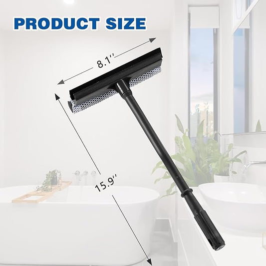 15.9" Plastic Handle Window Squeegee for Home, 2-in-1 Auto Window Cleaner with Sponge Car Windshield Squeegee for Gas Station, Shower, Glass & Outdoor