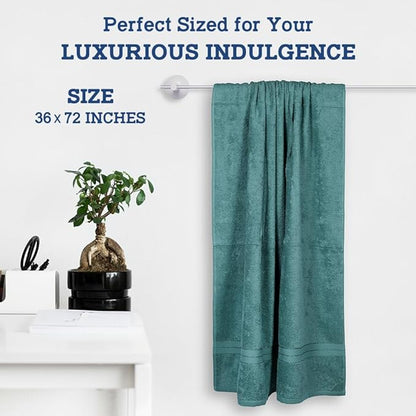 Casa Lino Bath Sheets Set Extra Large - 100% Cotton Extra Large Bath Towels - Highly Absorbent & Quick Dry Oversized Towels for Adults - 60" x 30" - Pack of 2 - (Green)