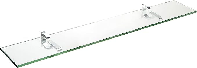 Spancraft Glass M-4.75x21-Chrome Monarch Glass Shelf, Chrome, 4.75" x 21"