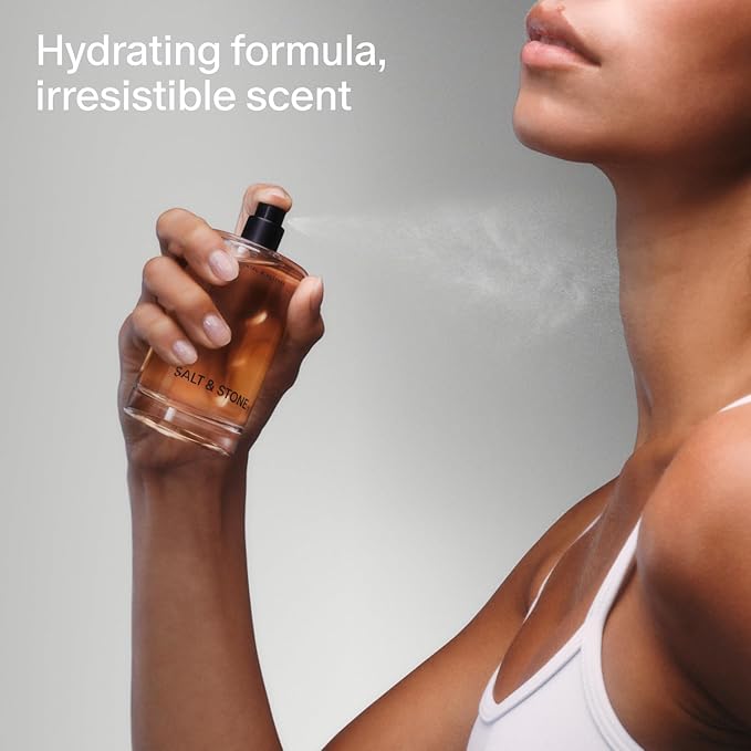 Salt & Stone Body Mist, Santal & Vetiver Scent, Skincare Infused Hair & Body Spray for Women and Men, Hydrating Fragrance with Glycerin and Red Algae, Vegan, Cruelty Free, 3.4 fl oz