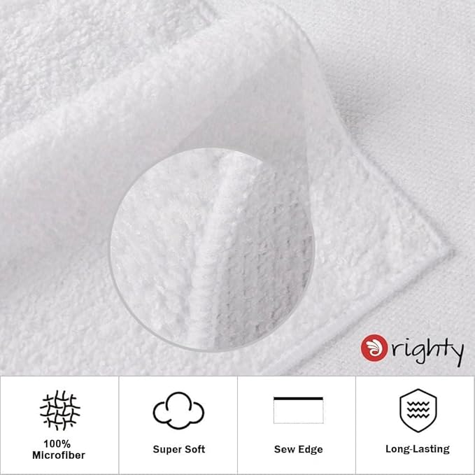 Orighty 6-Pack White Hand Towels - Quick Drying & Absorbent Microfiber Gym Towels 16x28 inches - Lightweight & Thin White Yoga Towel - Multi-Purpose Camping Towel for SPA, Hotel & Bathroom