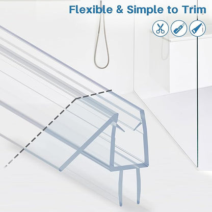 Shower Door Bottom Seal Strip, 2PCS Seal Strip, Ultra Clear PVC, 36" Length, Fits 6mm Thick Glass, Prevents Leaks, Easy Installation, No Adhesive Required (Ultra Clear, 36in for 1/4"(6mm) Door)